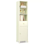 Meuble Haut de Salle de Bain Costway 170 cm avec 3 Étagères Ouvertes, 1 Tiroir, Étagère Intérieure Réglable Blanc/Blanc cassé/Noir/Vert/Gris