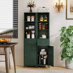 Meuble Haut de Salle de Bain Costway 170 cm avec 3 Étagères Ouvertes, 1 Tiroir, Étagère Intérieure Réglable Blanc/Blanc cassé/Noir/Vert/Gris