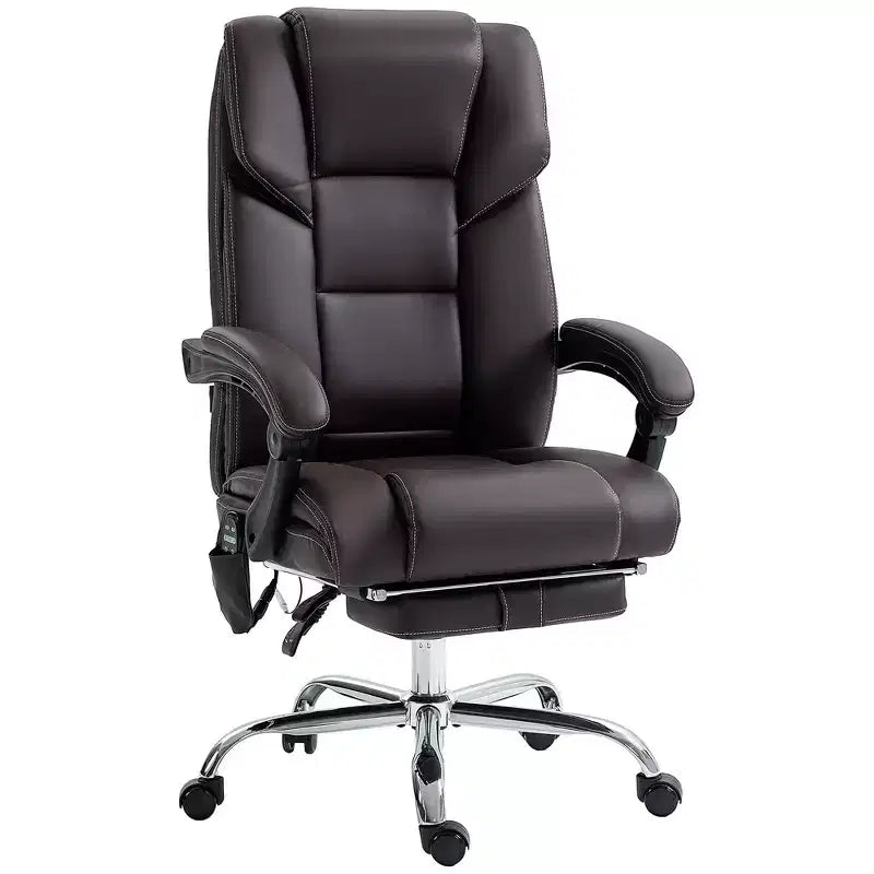 Fauteuil de massage de bureau Okak avec 6 points de vibration et fonction chauffante, chaise de bureau avec repose-pieds et fonction d'inclinaison, chaise confortable pour le bureau et l'étude