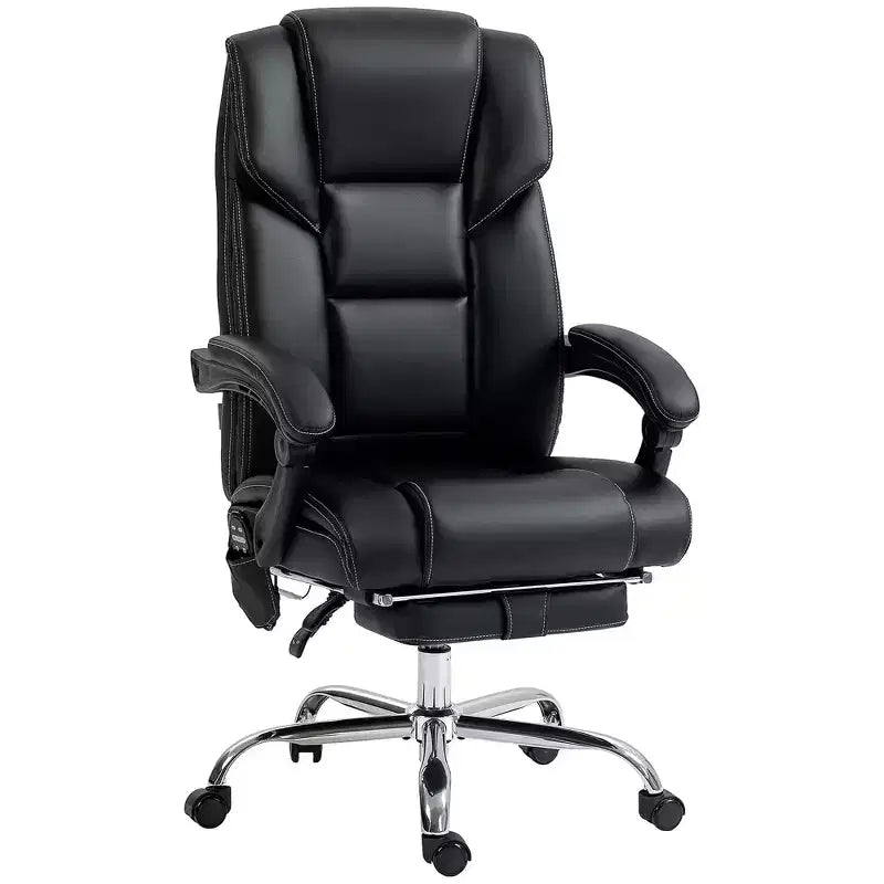 Fauteuil de massage de bureau Okak avec 6 points de vibration et fonction chauffante, chaise de bureau avec repose-pieds et fonction d'inclinaison, chaise confortable pour le bureau et l'étude