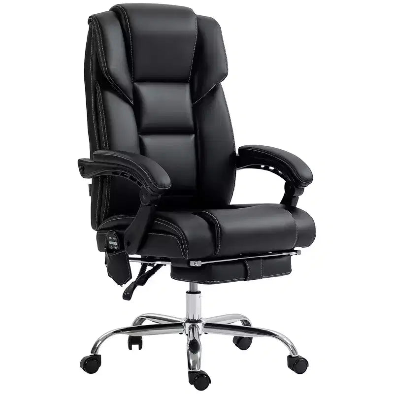 Fauteuil de massage de bureau Okak avec 6 points de vibration et fonction chauffante, chaise de bureau avec repose-pieds et fonction d'inclinaison, chaise confortable pour le bureau et l'étude