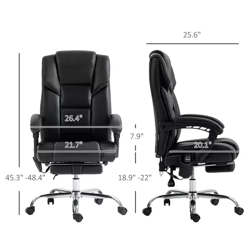 Fauteuil de massage de bureau Okak avec 6 points de vibration et fonction chauffante, chaise de bureau avec repose-pieds et fonction d'inclinaison, chaise confortable pour le bureau et l'étude