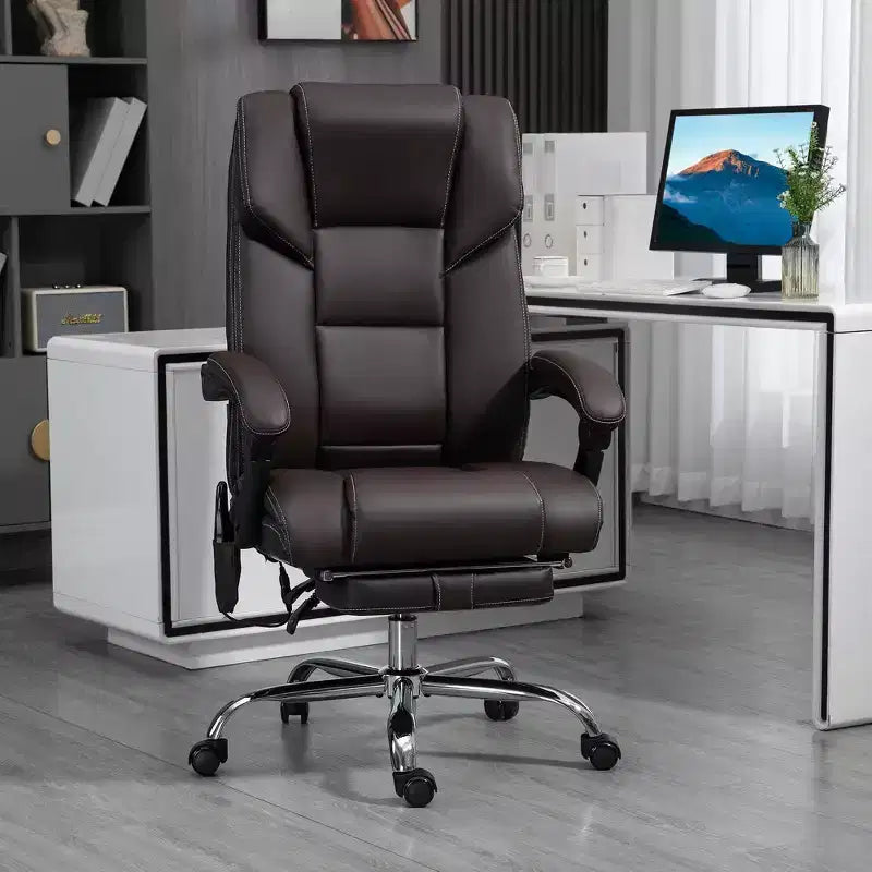 Fauteuil de massage de bureau Okak avec 6 points de vibration et fonction chauffante, chaise de bureau avec repose-pieds et fonction d'inclinaison, chaise confortable pour le bureau et l'étude