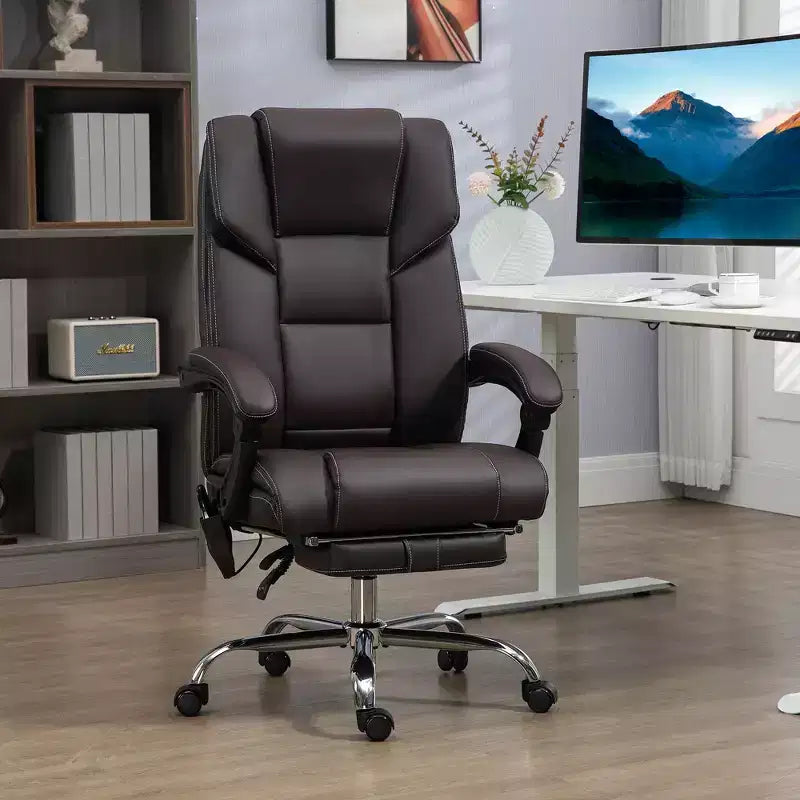 Fauteuil de massage de bureau Okak avec 6 points de vibration et fonction chauffante, chaise de bureau avec repose-pieds et fonction d'inclinaison, chaise confortable pour le bureau et l'étude