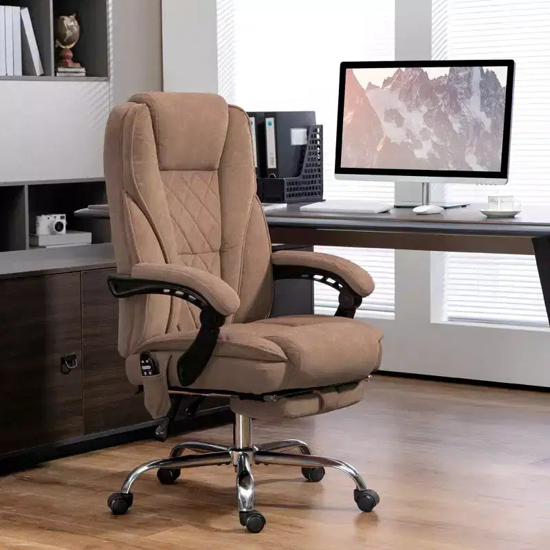 Chaise de Bureau Massante Okak avec 6 Points de Vibration, Chaise de Bureau Chauffante avec Dossier Inclinable et Hauteur Réglable, Chaise Pivotante pour Étude, Bureau