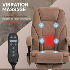 Chaise de Bureau Massante Okak avec 6 Points de Vibration, Chaise de Bureau Chauffante avec Dossier Inclinable et Hauteur Réglable, Chaise Pivotante pour Étude, Bureau