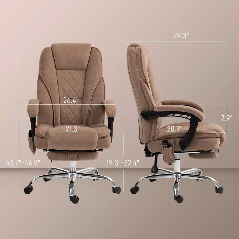 Chaise de Bureau Massante Okak avec 6 Points de Vibration, Chaise de Bureau Chauffante avec Dossier Inclinable et Hauteur Réglable, Chaise Pivotante pour Étude, Bureau