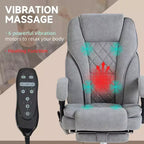 Chaise de Bureau Massante Okak avec 6 Points de Vibration, Chaise de Bureau Chauffante avec Dossier Inclinable et Hauteur Réglable, Chaise Pivotante pour Étude, Bureau