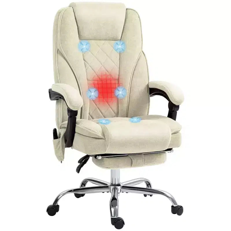 Chaise de Bureau Massante Okak avec 6 Points de Vibration, Chaise de Bureau Chauffante avec Dossier Inclinable et Hauteur Réglable, Chaise Pivotante pour Étude, Bureau