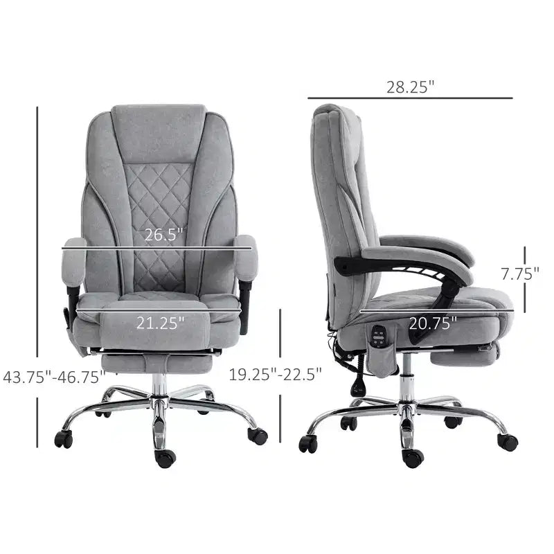 Chaise de Bureau Massante Okak avec 6 Points de Vibration, Chaise de Bureau Chauffante avec Dossier Inclinable et Hauteur Réglable, Chaise Pivotante pour Étude, Bureau