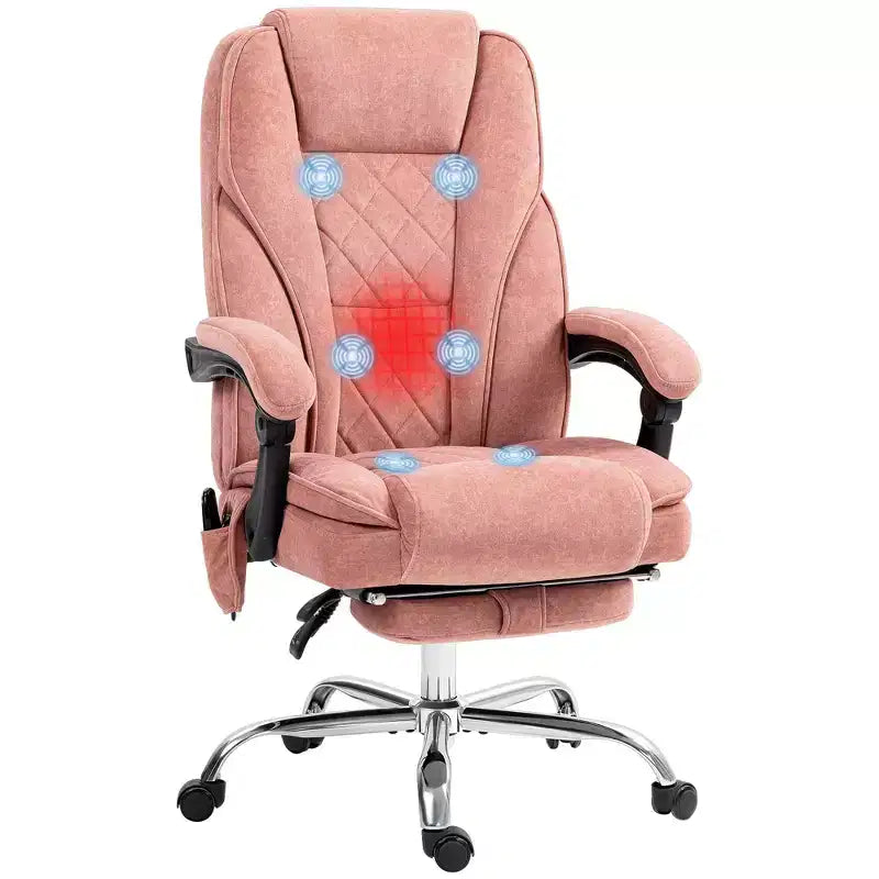 Chaise de Bureau Massante Okak avec 6 Points de Vibration, Chaise de Bureau Chauffante avec Dossier Inclinable et Hauteur Réglable, Chaise Pivotante pour Étude, Bureau
