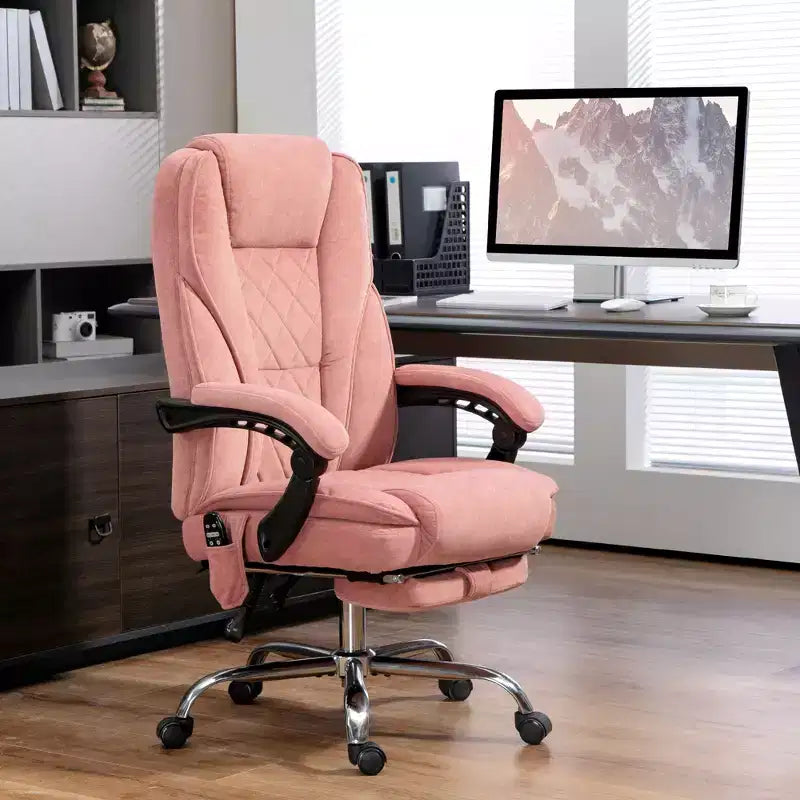 Chaise de Bureau Massante Okak avec 6 Points de Vibration, Chaise de Bureau Chauffante avec Dossier Inclinable et Hauteur Réglable, Chaise Pivotante pour Étude, Bureau