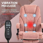 Chaise de Bureau Massante Okak avec 6 Points de Vibration, Chaise de Bureau Chauffante avec Dossier Inclinable et Hauteur Réglable, Chaise Pivotante pour Étude, Bureau