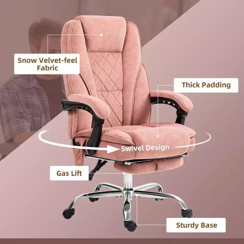 Chaise de Bureau Massante Okak avec 6 Points de Vibration, Chaise de Bureau Chauffante avec Dossier Inclinable et Hauteur Réglable, Chaise Pivotante pour Étude, Bureau