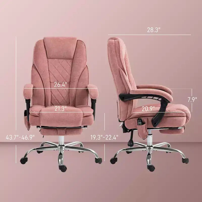 Chaise de Bureau Massante Okak avec 6 Points de Vibration, Chaise de Bureau Chauffante avec Dossier Inclinable et Hauteur Réglable, Chaise Pivotante pour Étude, Bureau
