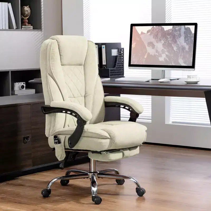 Chaise de Bureau Massante Okak avec 6 Points de Vibration, Chaise de Bureau Chauffante avec Dossier Inclinable et Hauteur Réglable, Chaise Pivotante pour Étude, Bureau