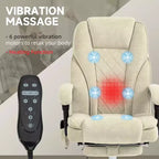 Chaise de Bureau Massante Okak avec 6 Points de Vibration, Chaise de Bureau Chauffante avec Dossier Inclinable et Hauteur Réglable, Chaise Pivotante pour Étude, Bureau
