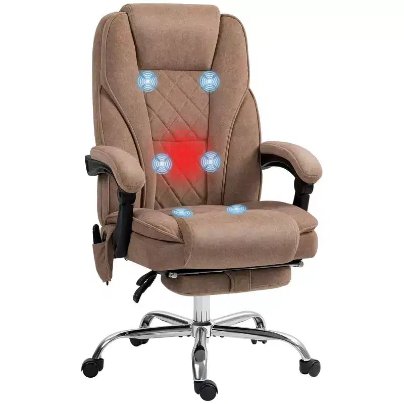 Chaise de Bureau Massante Okak avec 6 Points de Vibration, Chaise de Bureau Chauffante avec Dossier Inclinable et Hauteur Réglable, Chaise Pivotante pour Étude, Bureau