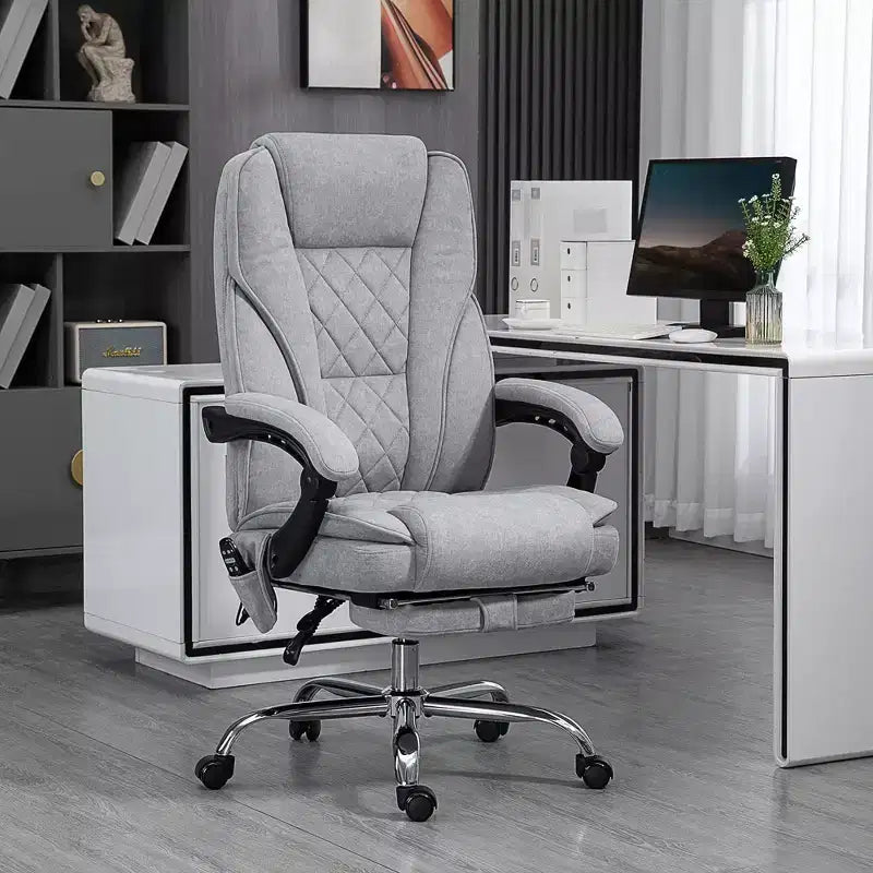 Chaise de Bureau Massante Okak avec 6 Points de Vibration, Chaise de Bureau Chauffante avec Dossier Inclinable et Hauteur Réglable, Chaise Pivotante pour Étude, Bureau