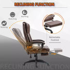 Fauteuil de bureau de direction Okak Massage avec vibration à 6 points, fauteuil inclinable pivotant avec repose-pieds rétractable, fauteuil confortable pour la maison, le bureau