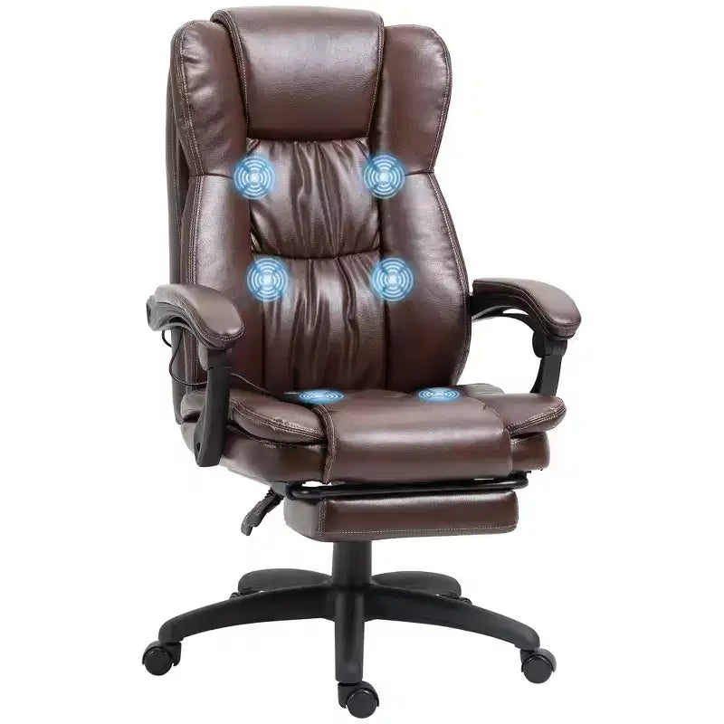 Fauteuil de bureau de direction Okak Massage avec vibration à 6 points, fauteuil inclinable pivotant avec repose-pieds rétractable, fauteuil confortable pour la maison, le bureau