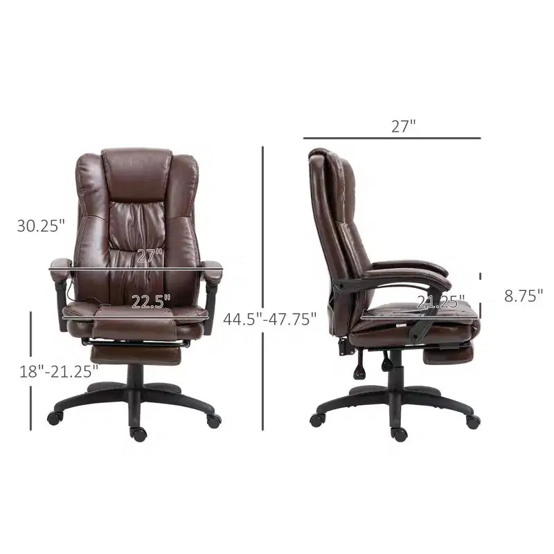 Fauteuil de bureau de direction Okak Massage avec vibration à 6 points, fauteuil inclinable pivotant avec repose-pieds rétractable, fauteuil confortable pour la maison, le bureau