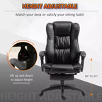 Fauteuil de bureau de direction Okak Massage avec vibration à 6 points, fauteuil inclinable pivotant avec repose-pieds rétractable, fauteuil confortable pour la maison, le bureau