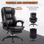 Fauteuil de bureau de direction Okak Massage avec vibration à 6 points, fauteuil inclinable pivotant avec repose-pieds rétractable, fauteuil confortable pour la maison, le bureau