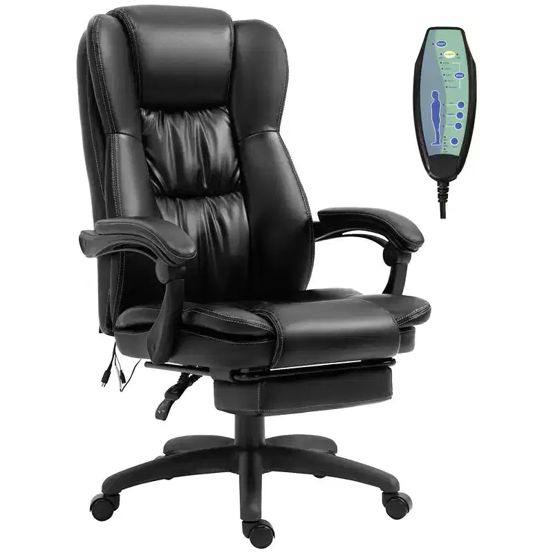 Fauteuil de bureau de direction Okak Massage avec vibration à 6 points, fauteuil inclinable pivotant avec repose-pieds rétractable, fauteuil confortable pour la maison, le bureau