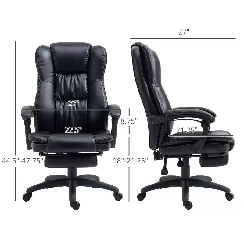 Fauteuil de bureau de direction Okak Massage avec vibration à 6 points, fauteuil inclinable pivotant avec repose-pieds rétractable, fauteuil confortable pour la maison, le bureau