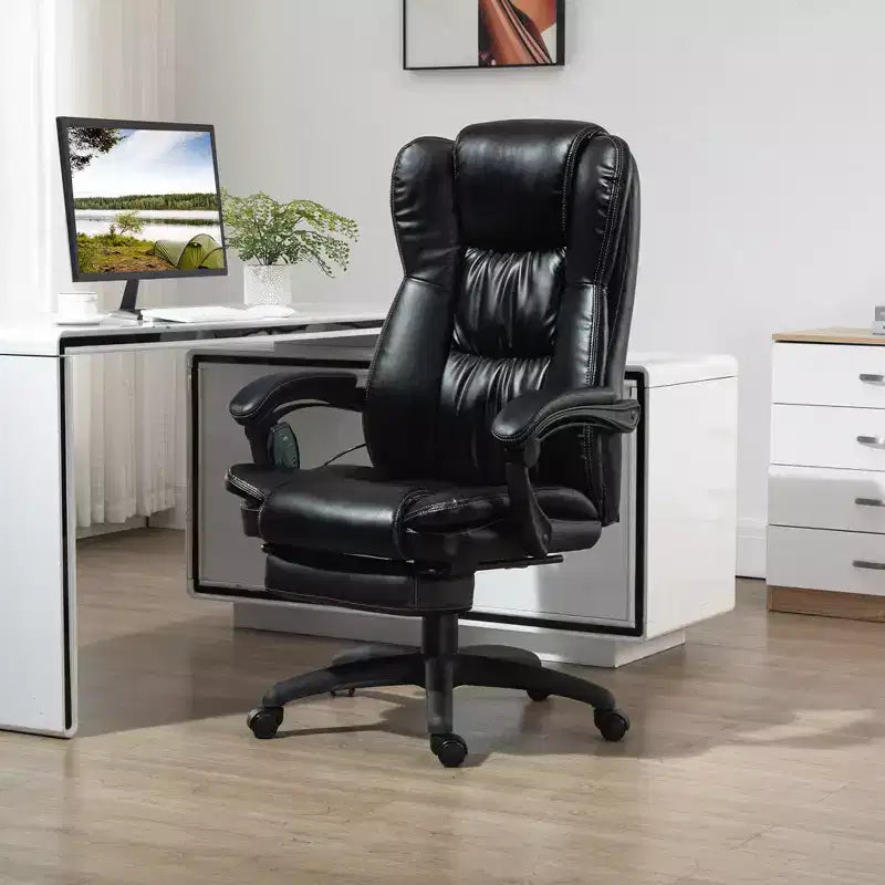 Fauteuil de bureau de direction Okak Massage avec vibration à 6 points, fauteuil inclinable pivotant avec repose-pieds rétractable, fauteuil confortable pour la maison, le bureau