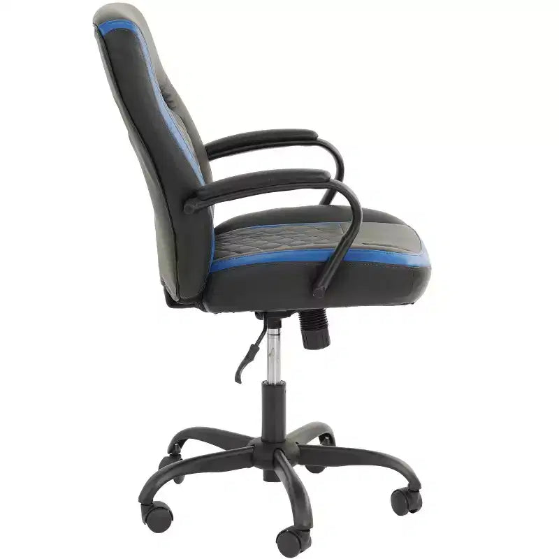 Chaise de jeu Okak avec accoudoirs, chaise croisée avec roulettes, chaise d'ordinateur rembourrée pour étude, bureau, salle de jeux