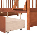 Lit superposé double sur plein avec tiroirs de rangement, cadre et échelle en bois de pin massif avec barrières de sécurité pour enfants et adolescents