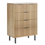 Commode 5 tiroirs, commode 5 tiroirs avec pieds en métal, chiffonnier haut, armoire de rangement en bois pour salon, couloir