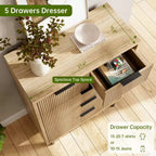 Commode 5 tiroirs, commode 5 tiroirs avec pieds en métal, chiffonnier haut, armoire de rangement en bois pour salon, couloir