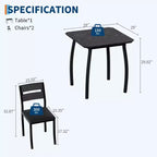 Ensemble table et chaises de salle à manger pour 2, table de cuisine 3 pièces de style fermier avec chaises rembourrées, table et chaises de salle à manger à structure métallique
