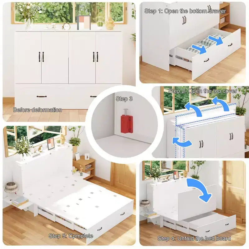 Lit escamotable grand format Famapy Space : Conception pliable, rangement intégré Idéal pour les chambres à coucher