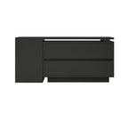 Table Basse LED Extensible en Bois Convertible avec 4 Tiroirs de Rangement et Étagères Ouvertes pour Salon Noir