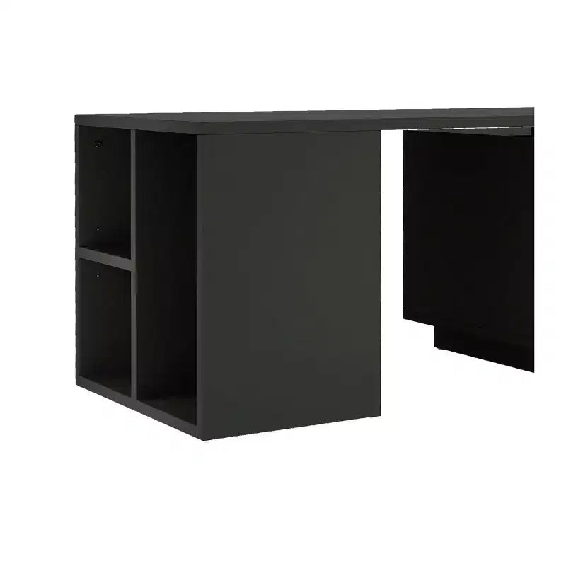 Table Basse LED Extensible en Bois Convertible avec 4 Tiroirs de Rangement et Étagères Ouvertes pour Salon Noir