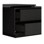 Table Basse LED Extensible en Bois Convertible avec 4 Tiroirs de Rangement et Étagères Ouvertes pour Salon Noir