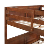 Lit superposé gigogne, lit superposé double en bois avec lit gigogne, cadre de lit superposé en bois massif avec garde-corps et échelle
