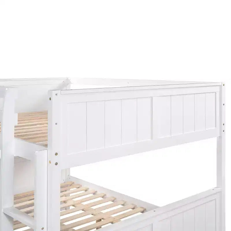 Lit superposé gigogne, lit superposé double en bois avec lit gigogne, cadre de lit superposé en bois massif avec garde-corps et échelle
