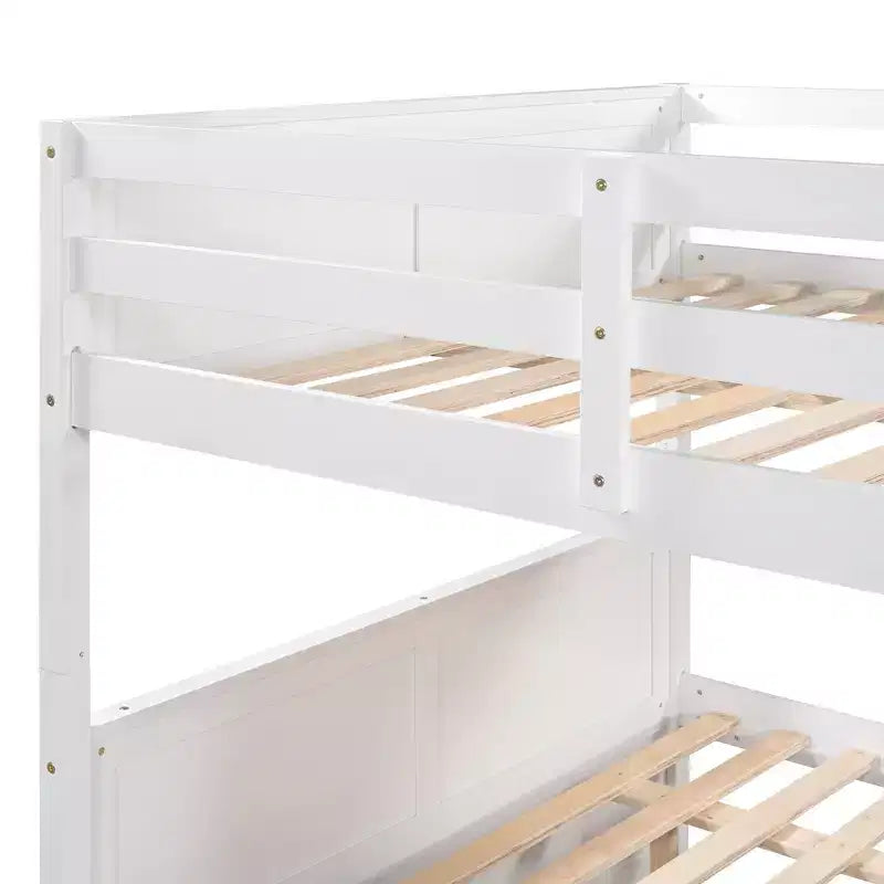 Lit superposé gigogne, lit superposé double en bois avec lit gigogne, cadre de lit superposé en bois massif avec garde-corps et échelle