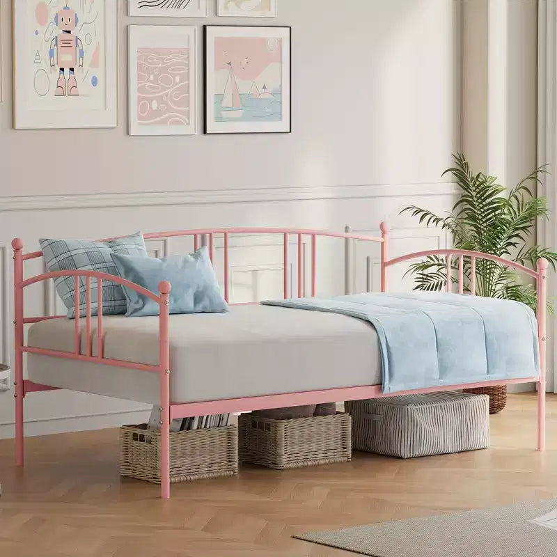 Lit de repos jumeau sans gigogne, lit de jour double en métal, support à lattes en acier robuste, pour salons, chambres à coucher, matelas à ressorts non requis