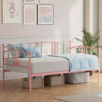 Lit de repos jumeau sans gigogne, lit de jour double en métal, support à lattes en acier robuste, pour salons, chambres à coucher, matelas à ressorts non requis