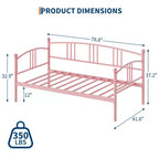 Lit de repos jumeau sans gigogne, lit de jour double en métal, support à lattes en acier robuste, pour salons, chambres à coucher, matelas à ressorts non requis