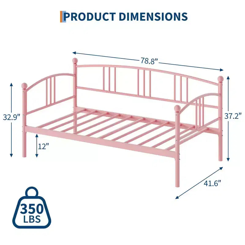 Lit de repos jumeau sans gigogne, lit de jour double en métal, support à lattes en acier robuste, pour salons, chambres à coucher, matelas à ressorts non requis