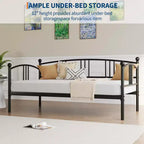 Lit de repos jumeau sans gigogne, lit de jour double en métal, support à lattes en acier robuste, pour salons, chambres à coucher, matelas à ressorts non requis