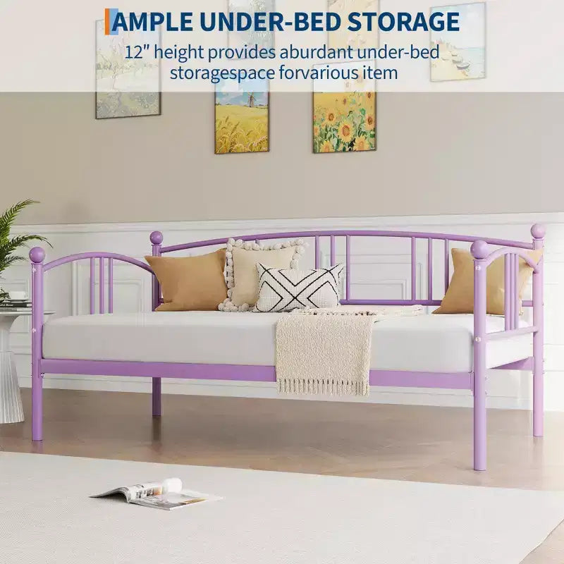 Lit de repos jumeau sans gigogne, lit de jour double en métal, support à lattes en acier robuste, pour salons, chambres à coucher, matelas à ressorts non requis