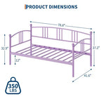 Lit de repos jumeau sans gigogne, lit de jour double en métal, support à lattes en acier robuste, pour salons, chambres à coucher, matelas à ressorts non requis